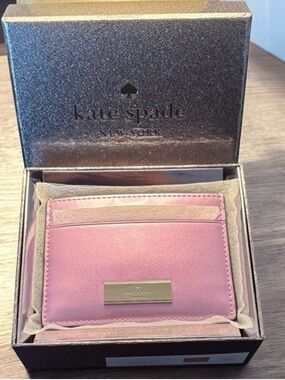 Kate Spade Quartz Pink Patent Slim Card Holder NWT Boxed Giftable
